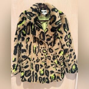 Apparis Faux Fur Coat with Animal Print